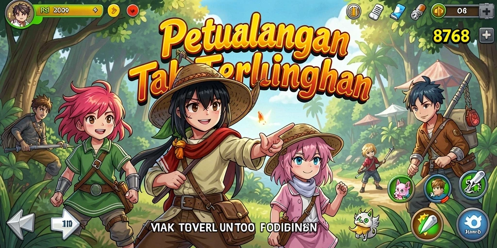 Tampilan aksi seru dari game 8768 yang penuh karakter Anime.