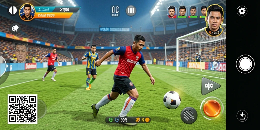 Tampilan gameplay 8QR yang mendebarkan dalam aksi sepak bola.