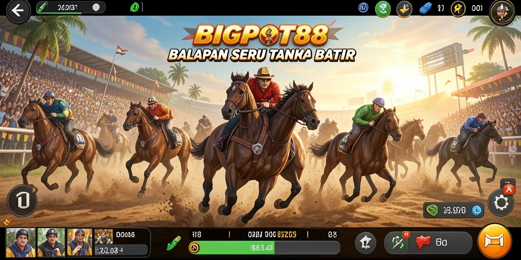 Screenshot BIGPOT88 menunjukkan aksi balapan yang mendebarkan.