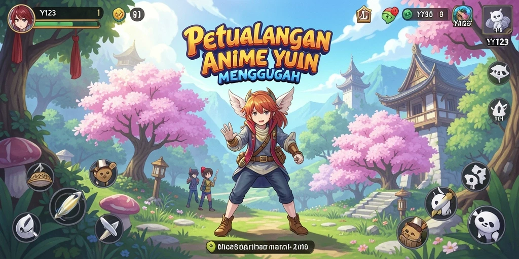 Tampilan menarik gameplay YY123 dengan aksi anime penuh warna.